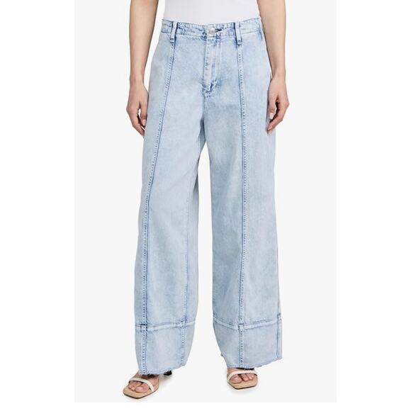 RAG & BONE WMNS 31 FEATHERWEIGHT ARIANNA CROPPED PALAZZO BLUE WIDE LEG JEANS NEW - Picture 1 of 13